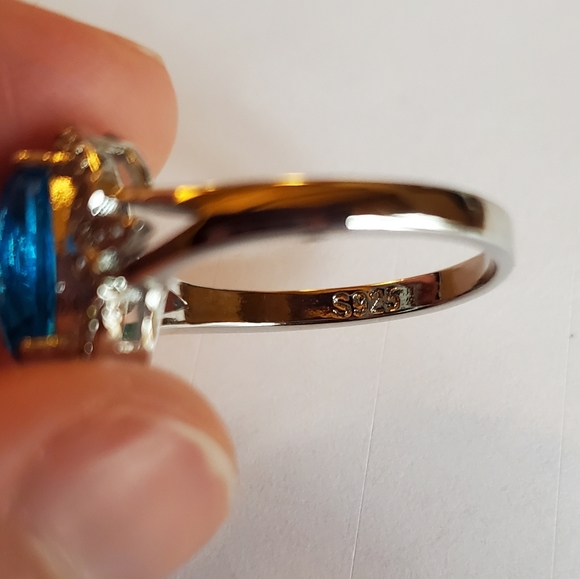 *RARE* Vintage 925 Sterling Aquamarine Ring - Picture 6 of 6